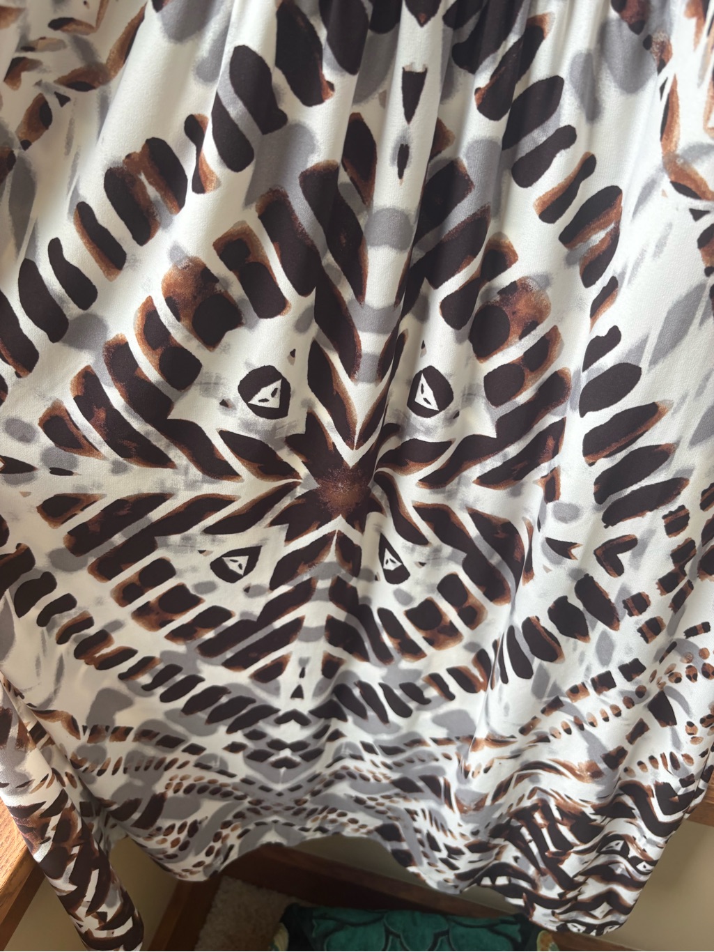 London Times Midi Dress Neutral Tie Dye Geometric Sleeveless Boho Resort.